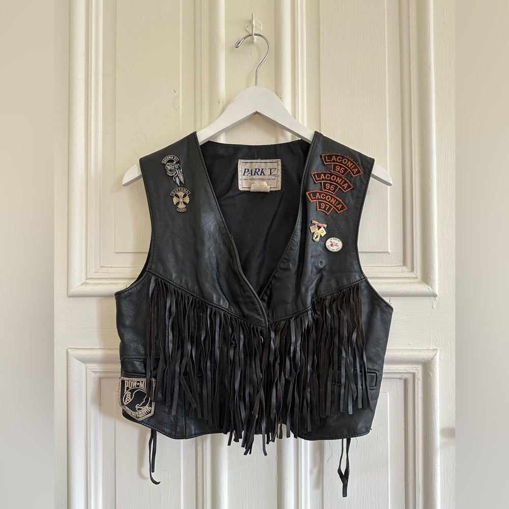 SOLD Vintage Leather Fringe Motorcycle Vest